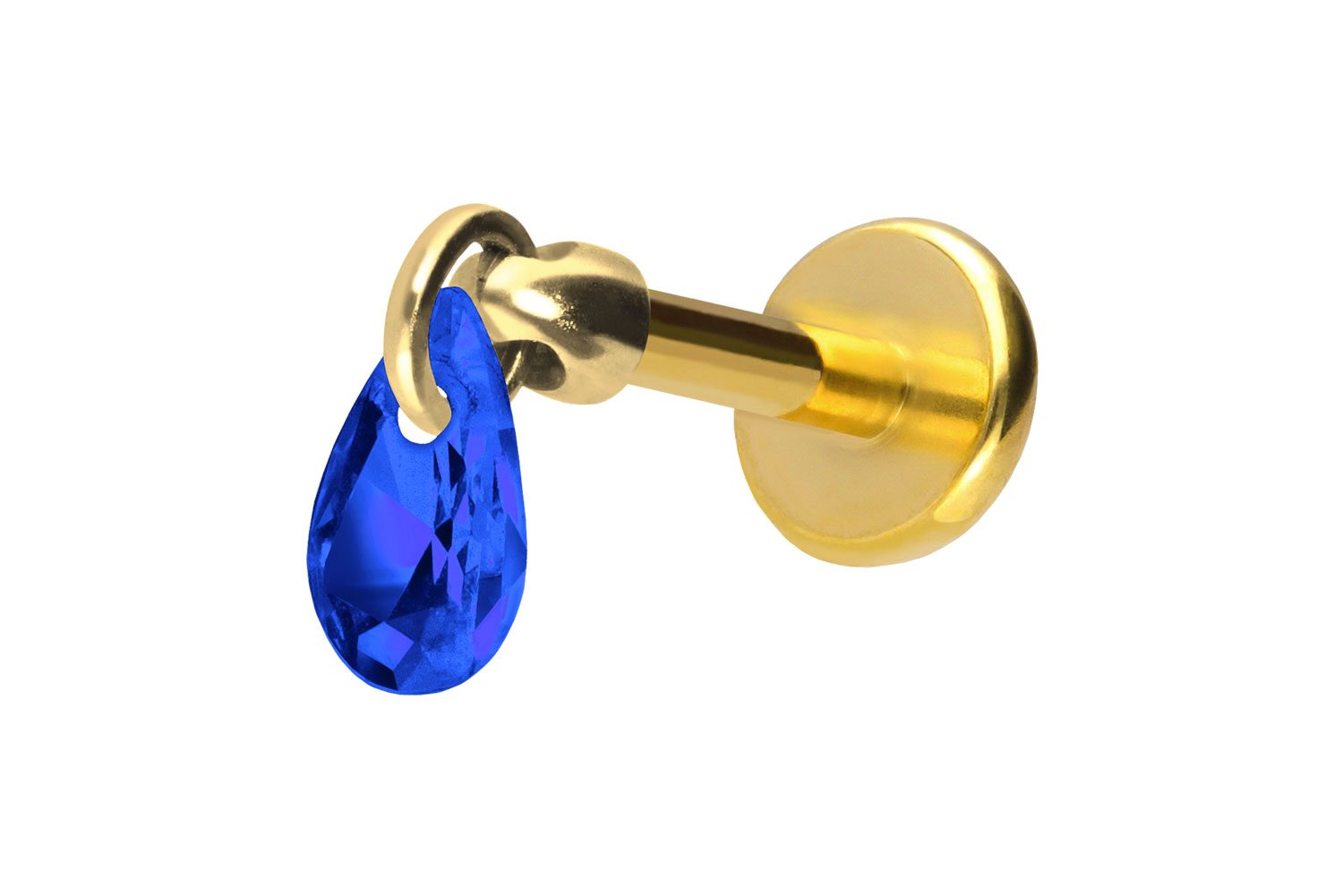 Titan Labret Piercing mit Push Fit KRISTALLTROPFEN